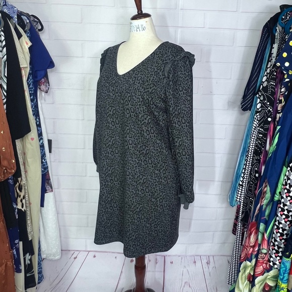 👗 |•NINE WEST•| Animal Print Long Sleeve Dress Size XXL - Picture 2 of 11